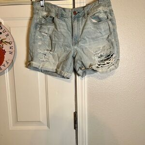 American Eagle Outfitters Light Blue Ripped Jean Shorts